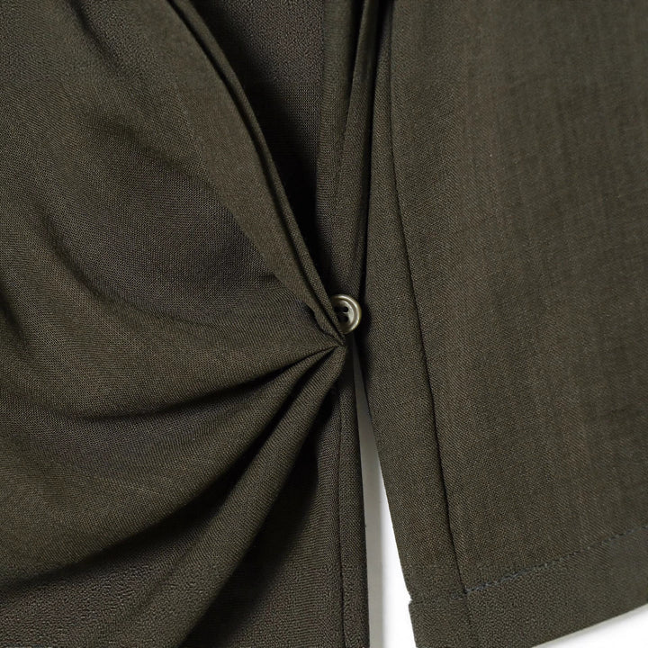 Women nan wrap blouse with shirt collar, asymmetrical pointed hem and knot closure Mune Fashion
