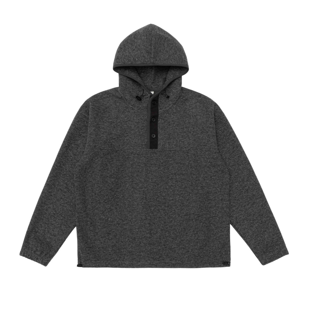Unisex Oversize Fleece-Halfzip Hoodie with Button Placket, Drawstring and Kangaroo Pocket Mune Fashion