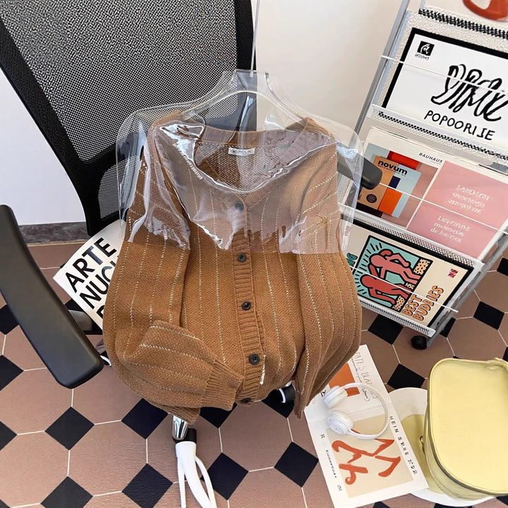 Women's cardigan with V-neck and buttons Mune Fashion