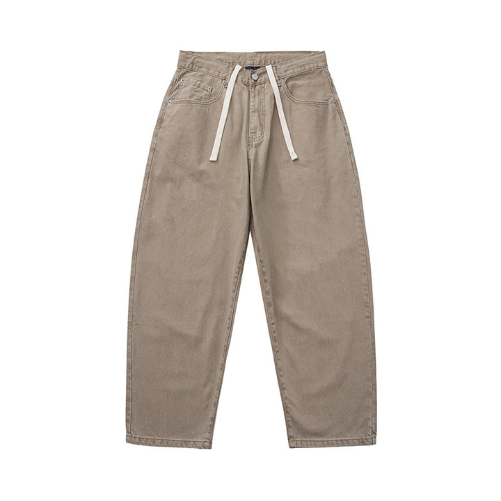 Men's Wide Baggy Jeans made of washed denim with elastic drawstring waistband Mune Fashion