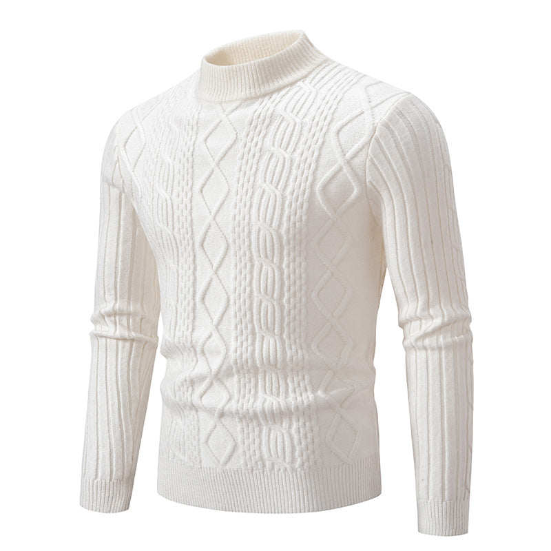 Men's ribbed cable knit turtleneck sweater Slim Fit Mune Fashion