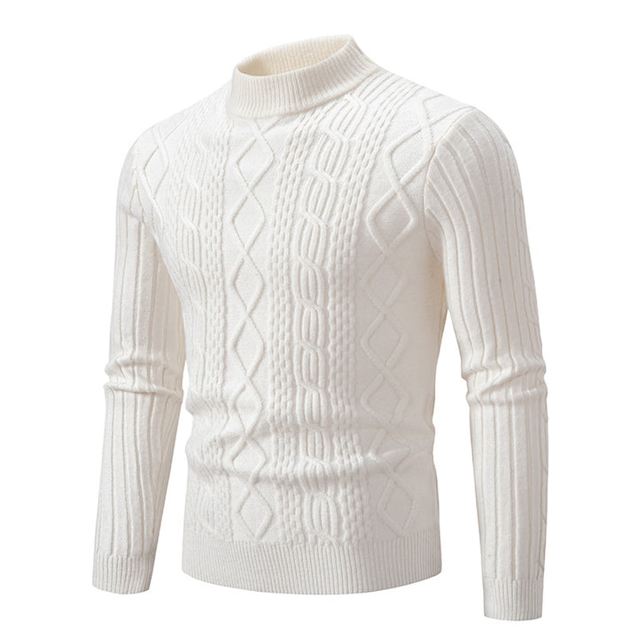 Men's ribbed cable knit turtleneck sweater Slim Fit Mune Fashion