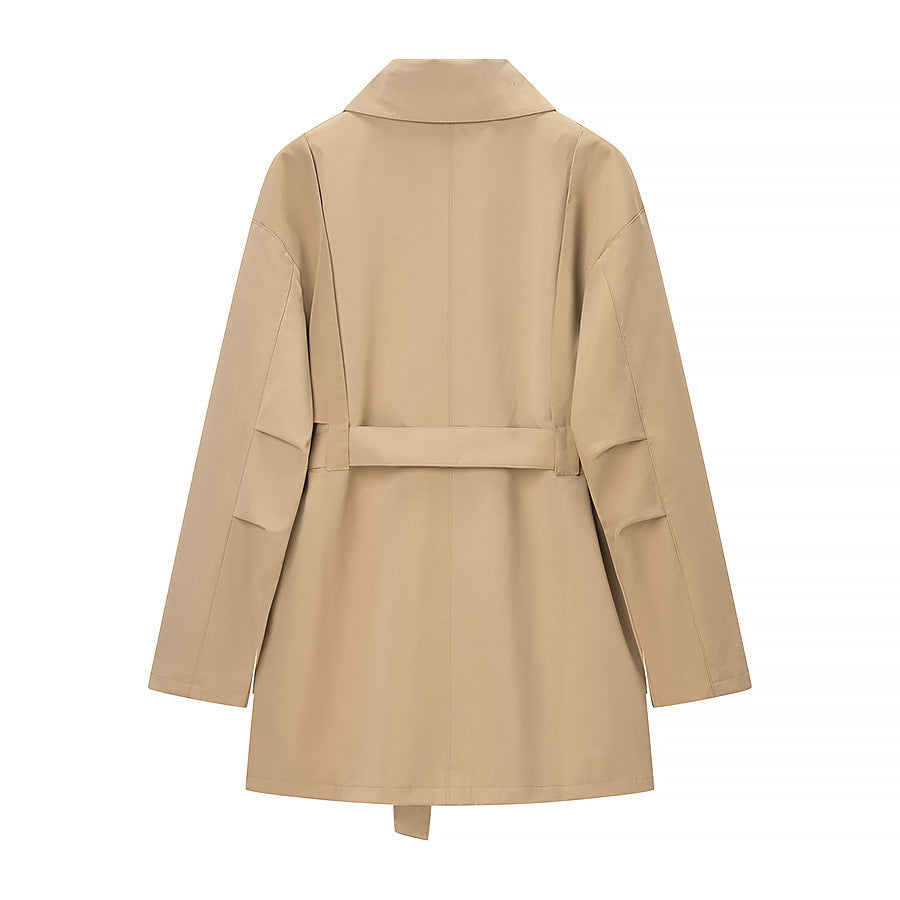 Women Tailored Short Parka with Asymmetric Overlap Flap and Utility Pocket Flaps Mune Fashion