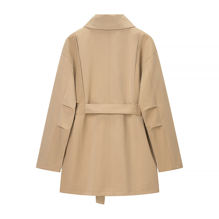 Women Tailored Short Parka with Asymmetric Overlap Flap and Utility Pocket Flaps Mune Fashion