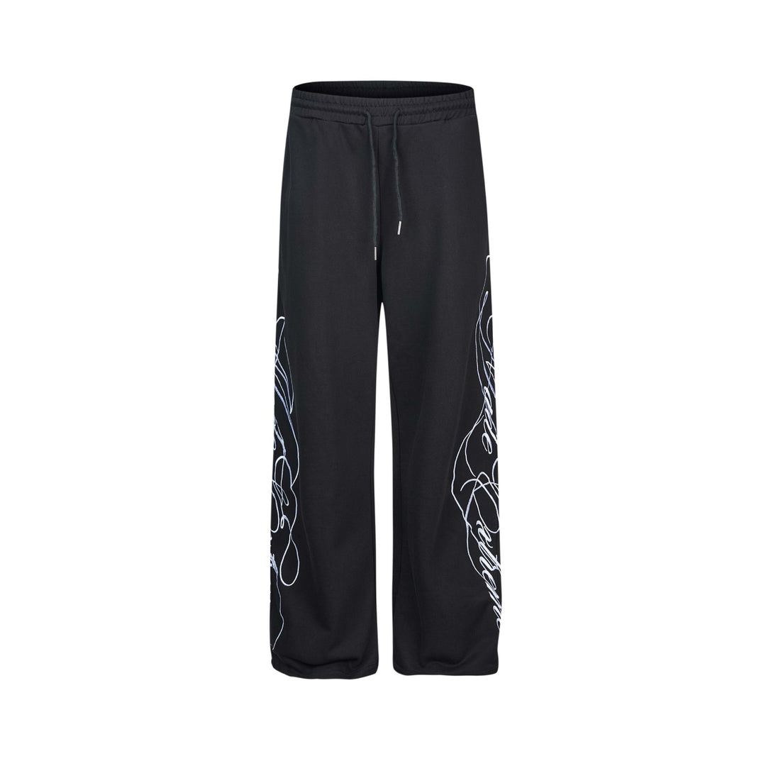 Women's Soft Lounge Pants with Wide Leg, Elastic Waistband and Statement Print Mune Fashion