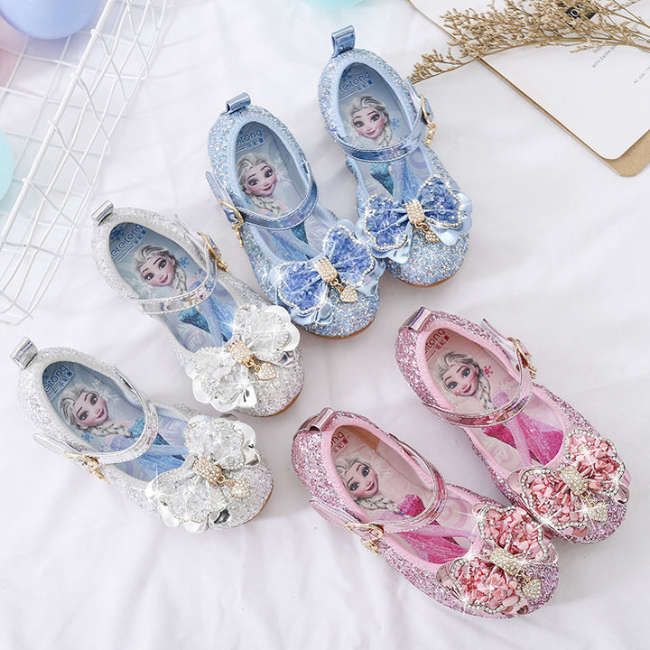 Girls Glitter Ballerinas with Decorative Flower Application Mune Fashion