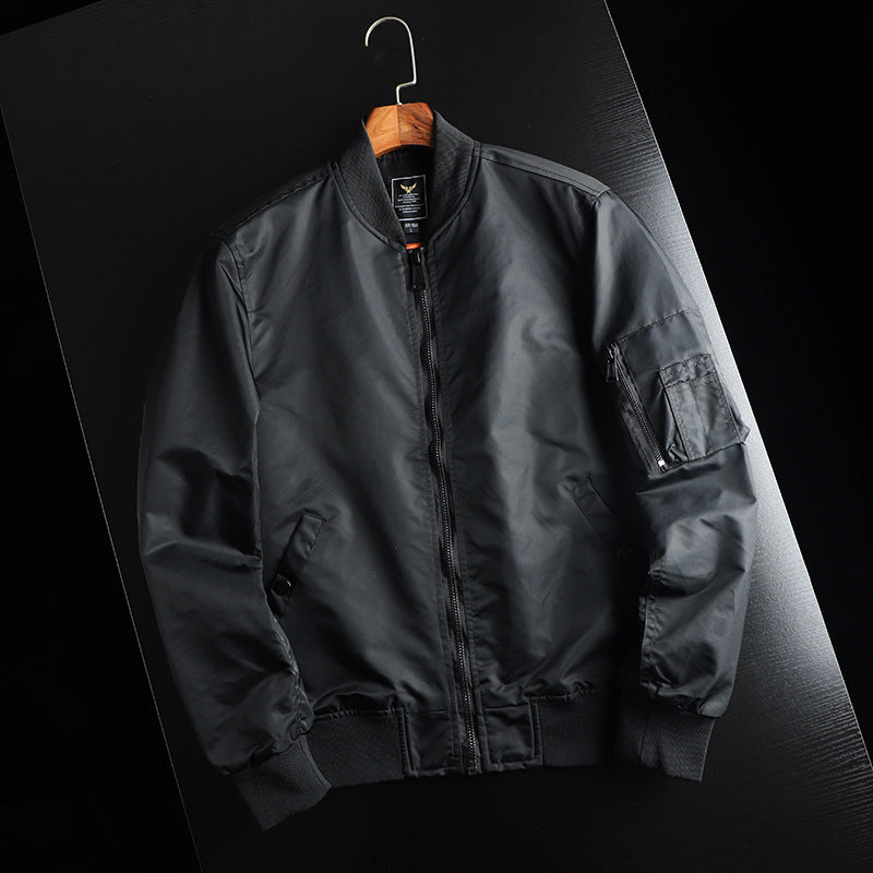 Men's windproof nylon bomber jacket in MA-1 style with arm pocket and ribbed cuffs Mune Fashion
