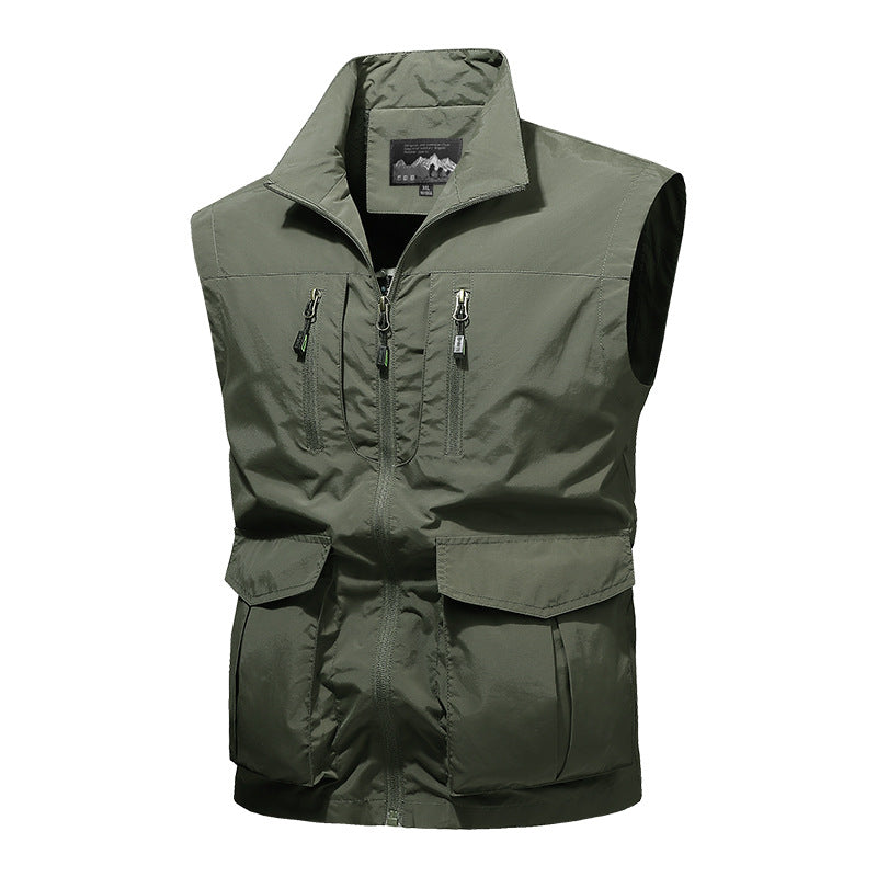 Men's Travel Performance Vest with High Collar, Water-Repellent Microfiber and Multiple Pockets Mune Fashion