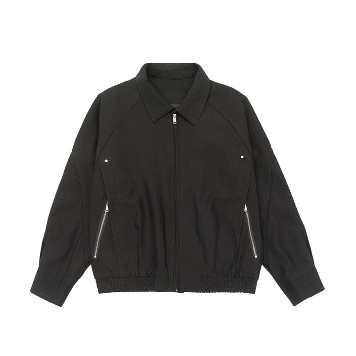 Men's Boxy Transitional Jacket with Shirt Collar, Raglan Sleeves, and Zipper Pockets Mune Fashion