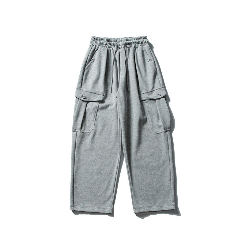 Men's Relaxed Fleece Cargo Pants with Elastic Drawstring and Utility Pockets Mune Fashion
