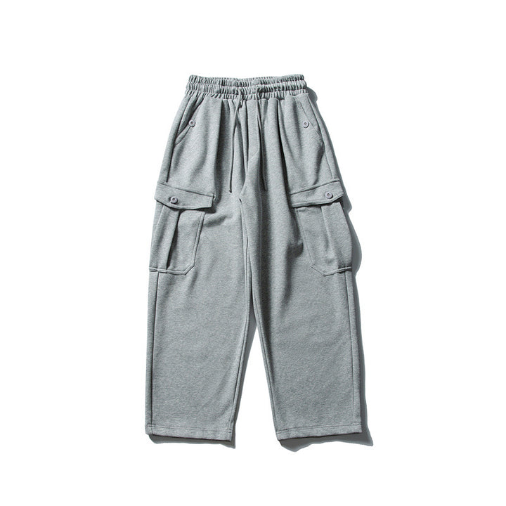 Men's Relaxed Fleece Cargo Pants with Elastic Drawstring and Utility Pockets Mune Fashion