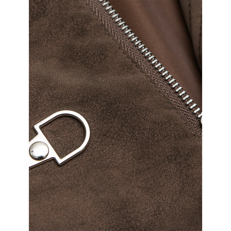 Men's short jacket made of suede imitation with metal toggle fasteners Mune Fashion