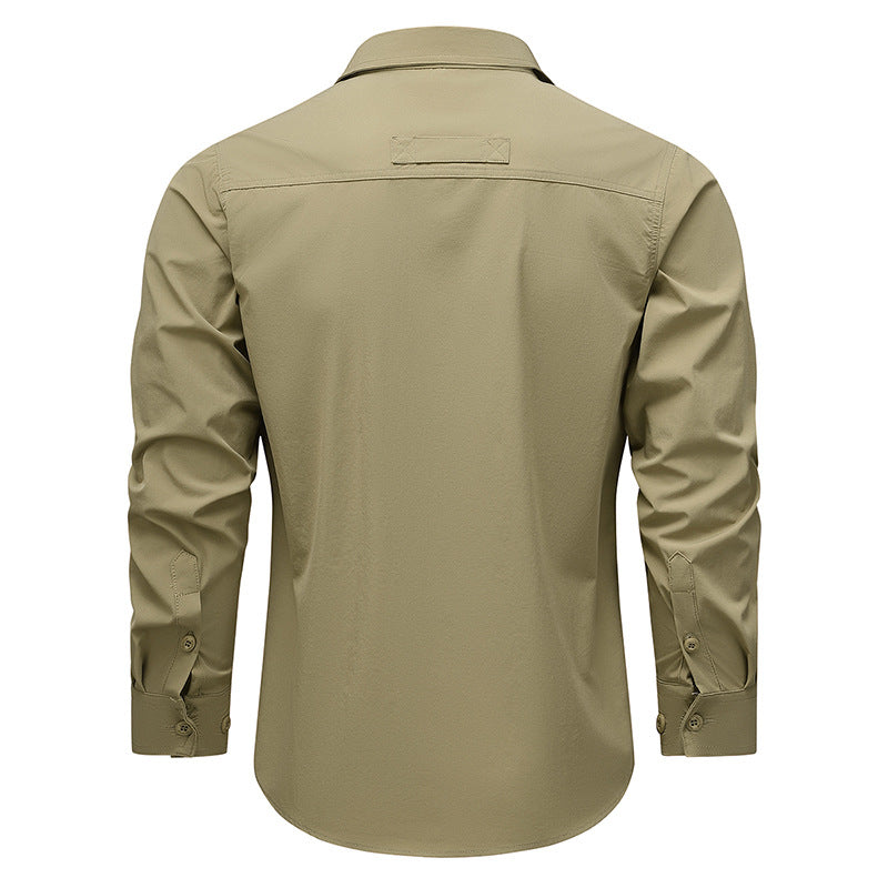 Men's outdoor utility shirt with multiple pockets and zipper Mune Fashion