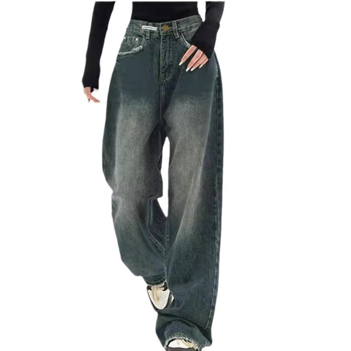 Ladies high-waisted extra-wide baggy jeans with extra-long hem and vintage look Mune Fashion