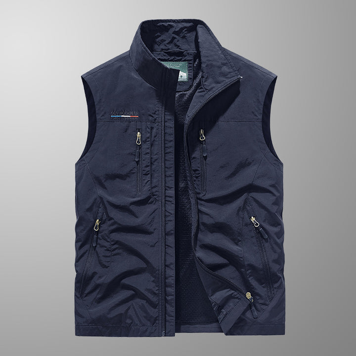 Men's Multifunctional Outdoor Utility Vest with Mesh Lining and Numerous Pockets Mune Fashion