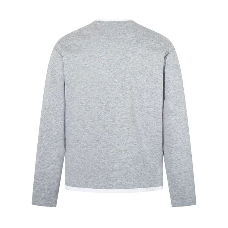 Men's Long-Sleeve Henley Layer Shirt with Contrasting Inner Collar and Modern Regular Fit Mune Fashion