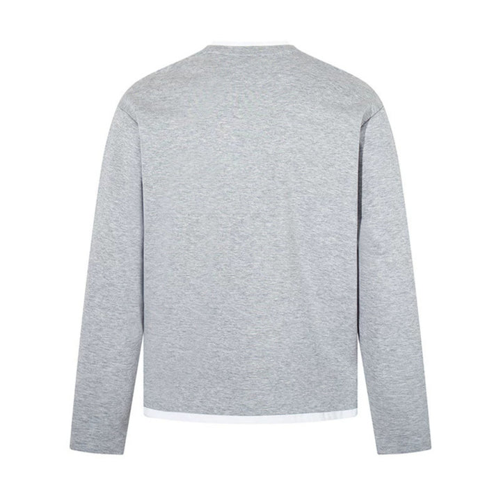 Men's Long-Sleeve Henley Layer Shirt with Contrasting Inner Collar and Modern Regular Fit Mune Fashion