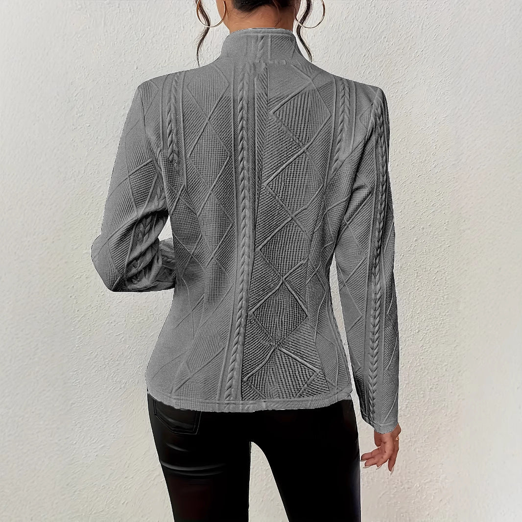 Women's structured blazer with cable pattern and stand-up collar Mune Fashion