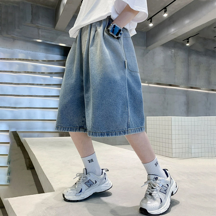 Boys casual denim cargo shorts with practical pockets Mune Fashion