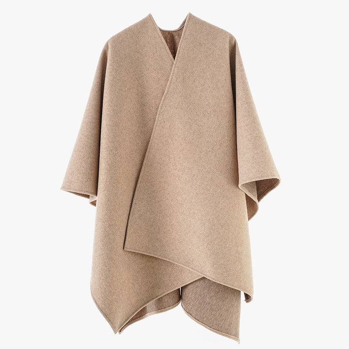 Women's Minimalist Kimono Cape made of wool blend with concealed wrap closure Mune Fashion