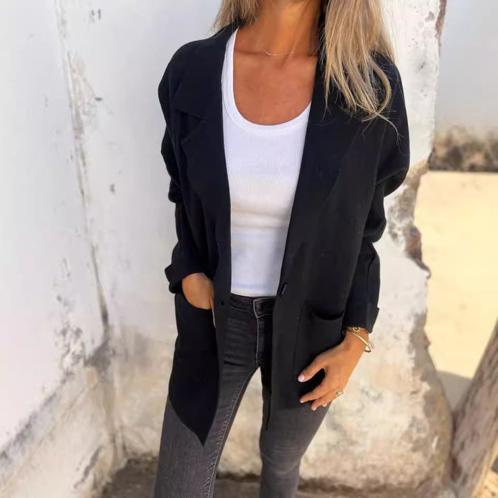 Women Casual Oversized Blazer with Practical Pockets and Button Closure Mune