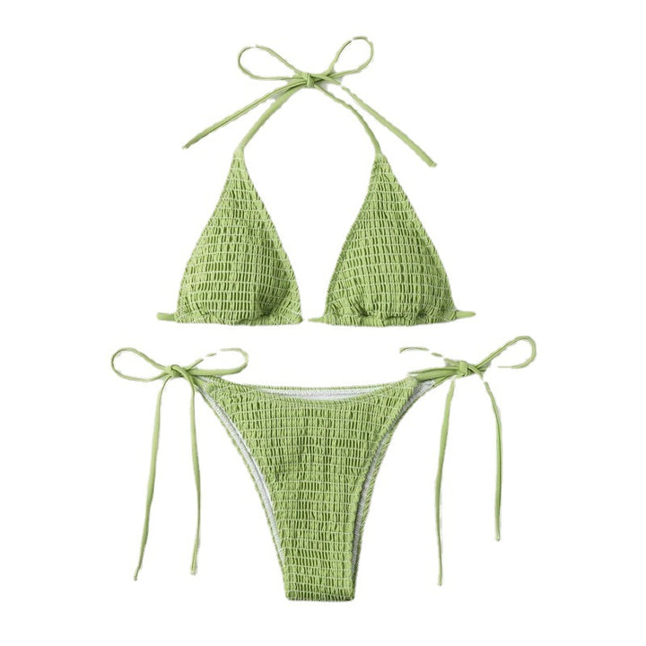 Women's Triangle Bikini with Fine Gathered Details and Side Ties Mune Fashion