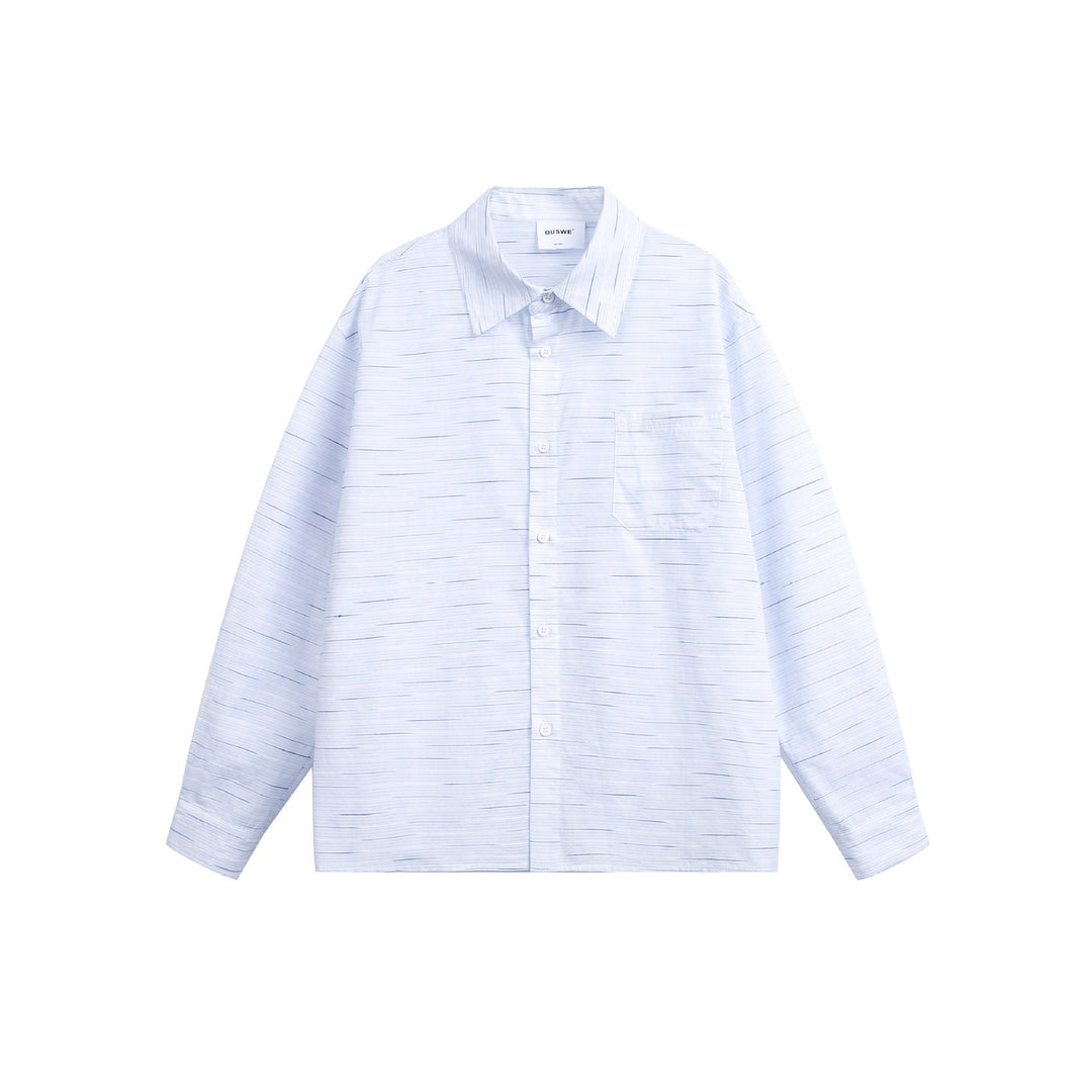 Women's Loose Oversized Shirt with Fine Striped Texture and Chest Pocket Mune Fashion