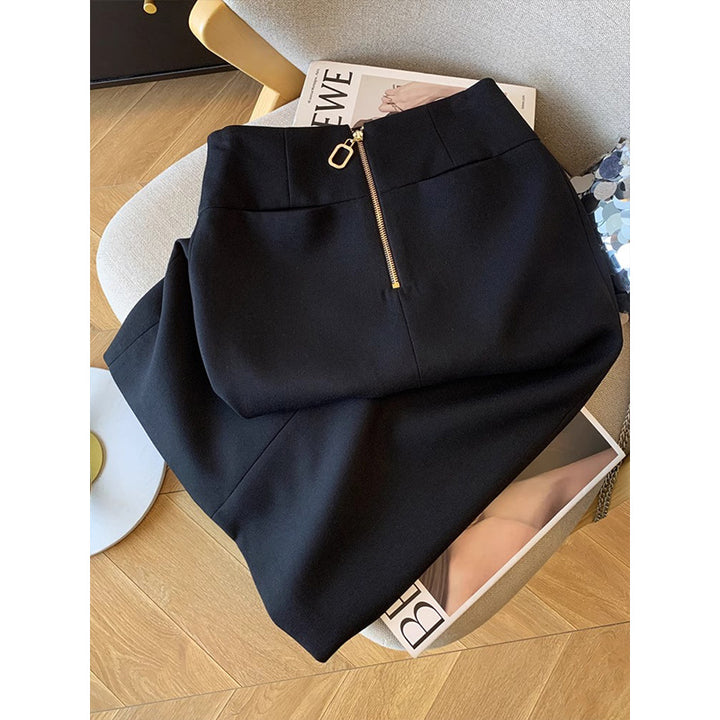 Women high-waisted pencil midi skirt with decorative back zipper Mune Fashion