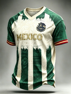 Unisex v-neck retro style jersey with Uruguay crest and flag patches Mune Fashion