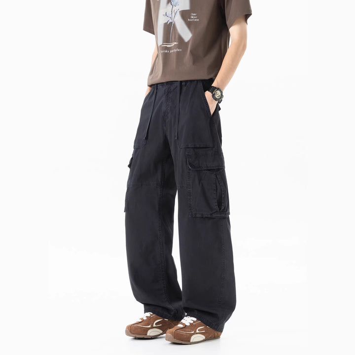 Herren Extraweite Utility-Cargo-Hose im Baggy‑Cut mit elastischem Bund und Mehrfachklappentaschen Mune Fashion