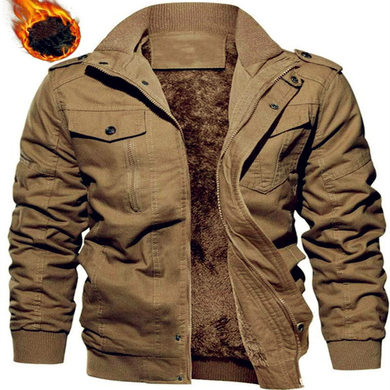 Men's Insulated Canvas Field Jacket with Teddy Lining and Shoulder Flaps Mune Fashion