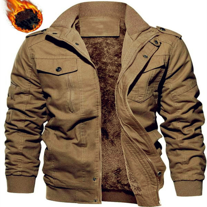 Men's Insulated Canvas Field Jacket with Teddy Lining and Shoulder Flaps Mune Fashion