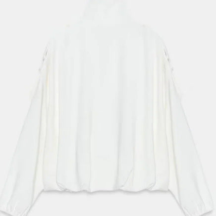 Women’s short-cut boxy blouson with high stand-up collar and dropped shoulders Mune Fashion