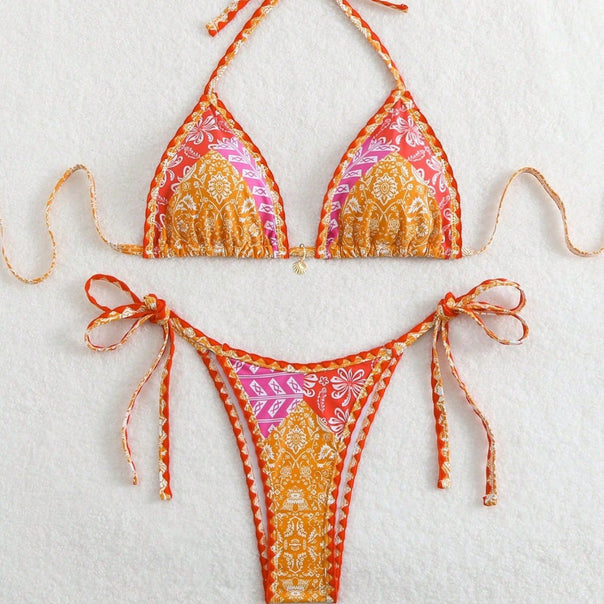 Women's triangle bikini with playful cut and exotic pattern Mune Fashion