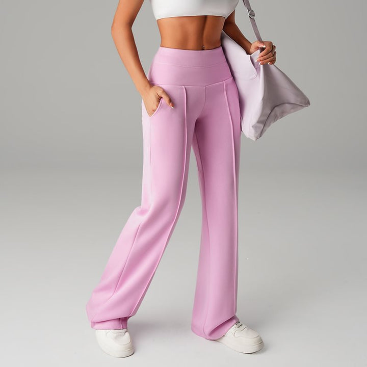 Women's High-Waist Palazzo Sweatpants with Crease and Comfort Waistband Mune Fashion