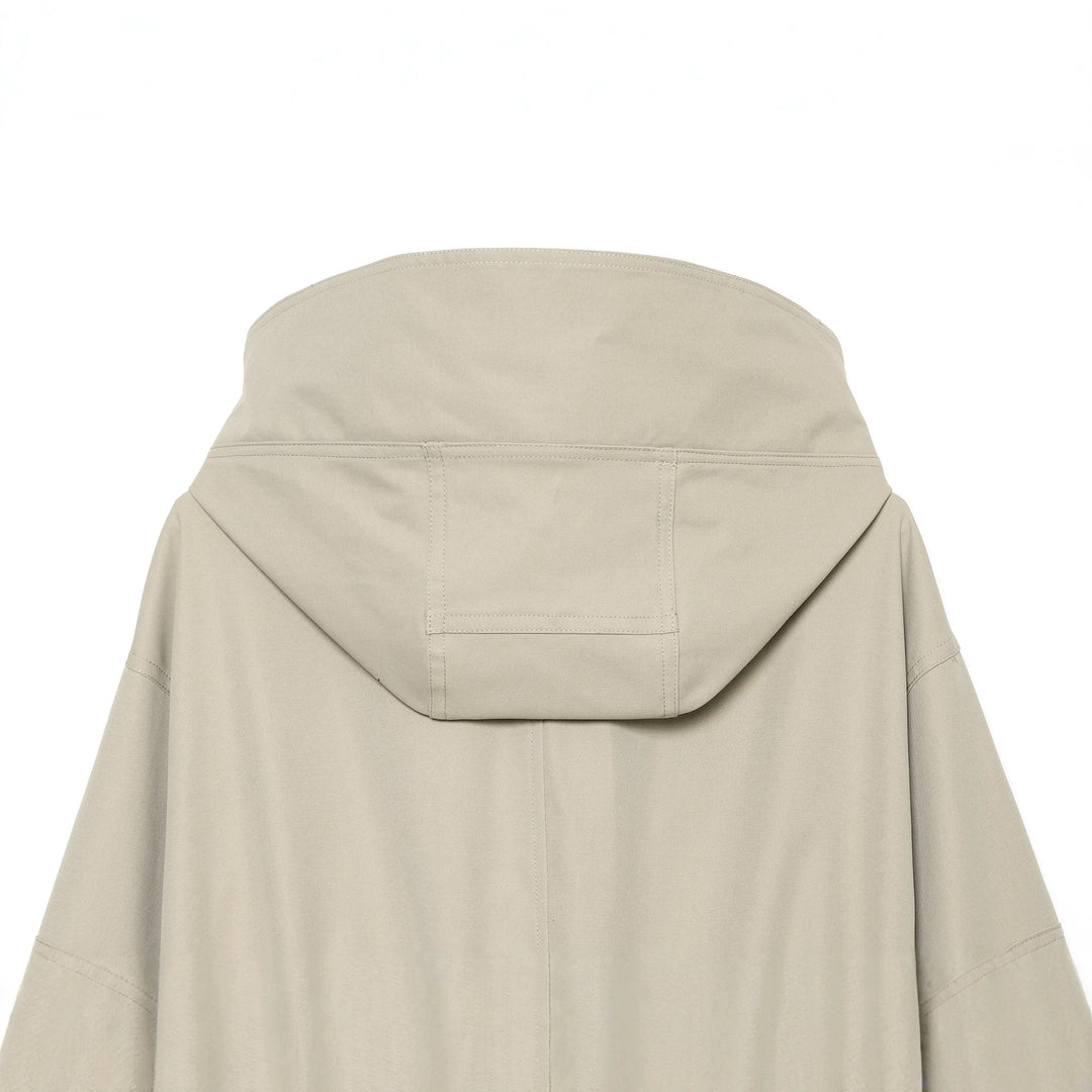 Women short parka with high funnel collar, drawstring waist and concealed button placket Mune Fashion