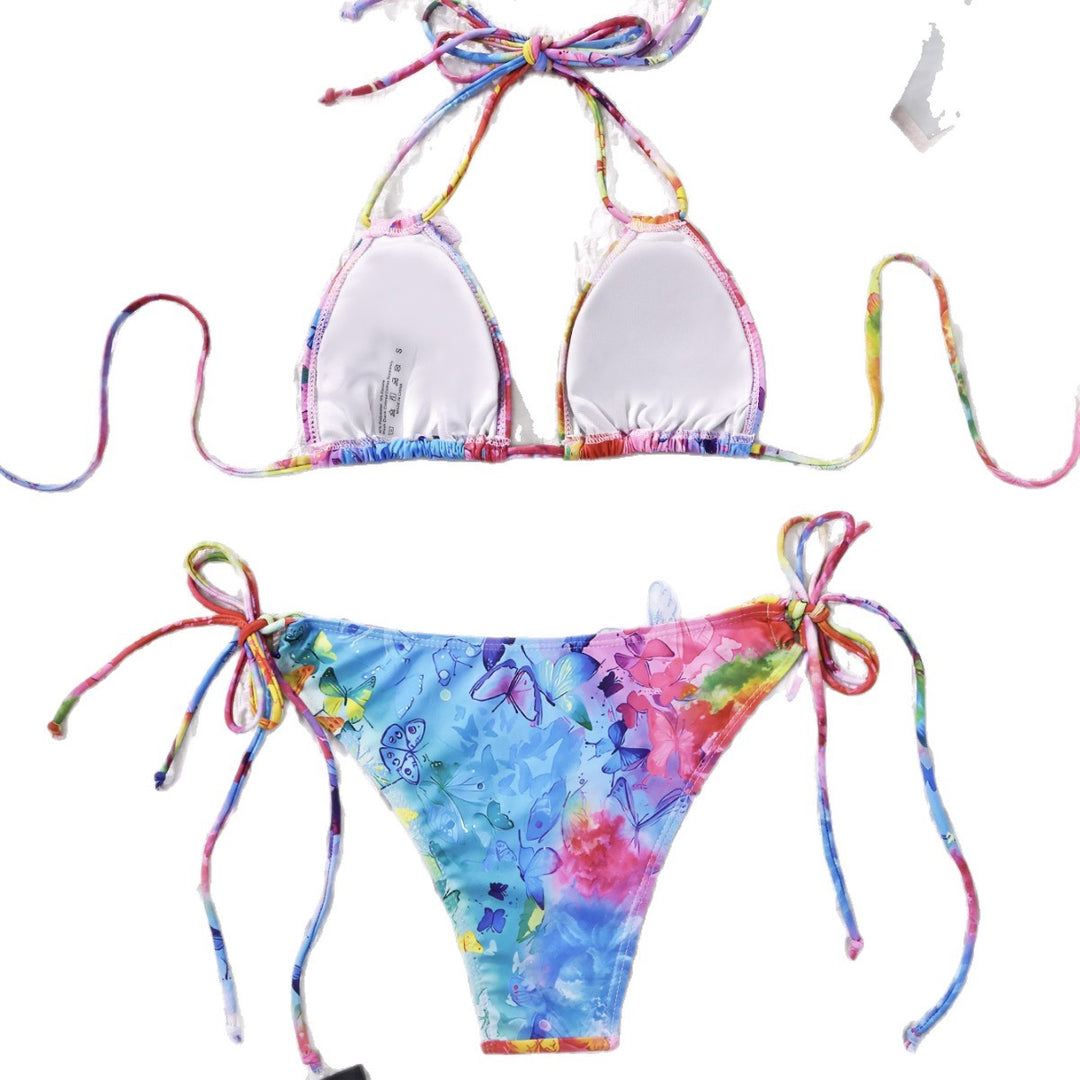 Women's triangle bikini with adjustable ties and floral design Mune Fashion