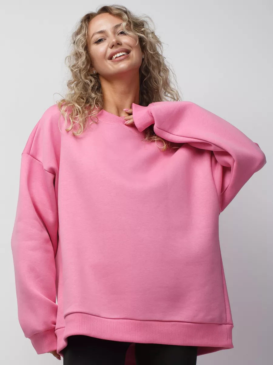 Women's oversized sweatshirt with round neckline, French terry inner lining, and dropped shoulder Mune Fashion