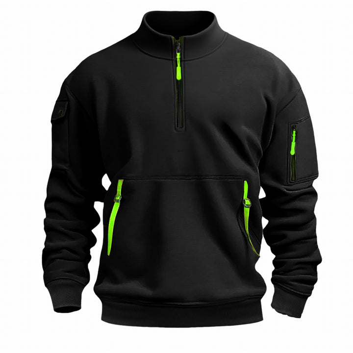 Men's nano sweatshirt with stand-up collar, half zipper, kangaroo pocket, and arm pocket Mune Fashion