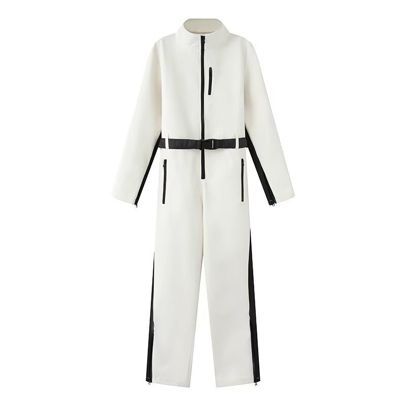 Women’s Utility Overall with High Collar, Functional Zippers and Waist Belt Mune Fashion