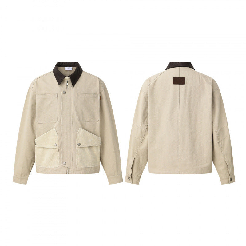 Unisex Kastige Canvas Blouson Jacket with contrasting cord collar and patch flap pockets Mune Fashion