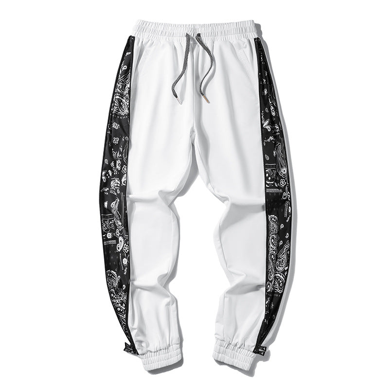 Men's loose-fitting street style jogging pants with bandana side insert and elastic hem Mune Fashion