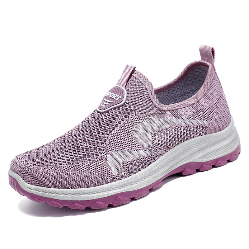 Women's light knitted slip-on comfort sneaker with elastic entry, breathable 3D knit, and cushioned EVA wedge sole Mune Fashion