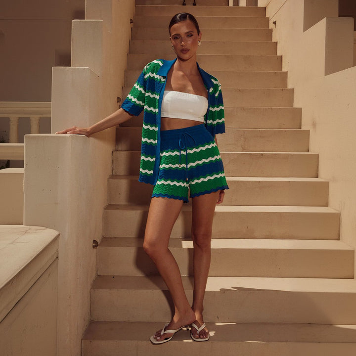 Women's Casual Crochet Shorts Set Mune Fashion