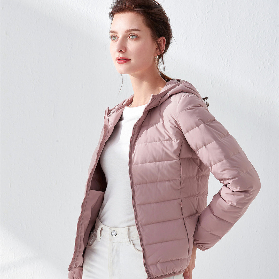 Women's Tailored Ultralight Padded Jacket with Stand-Up Collar and Slim Silhouette Mune Fashion
