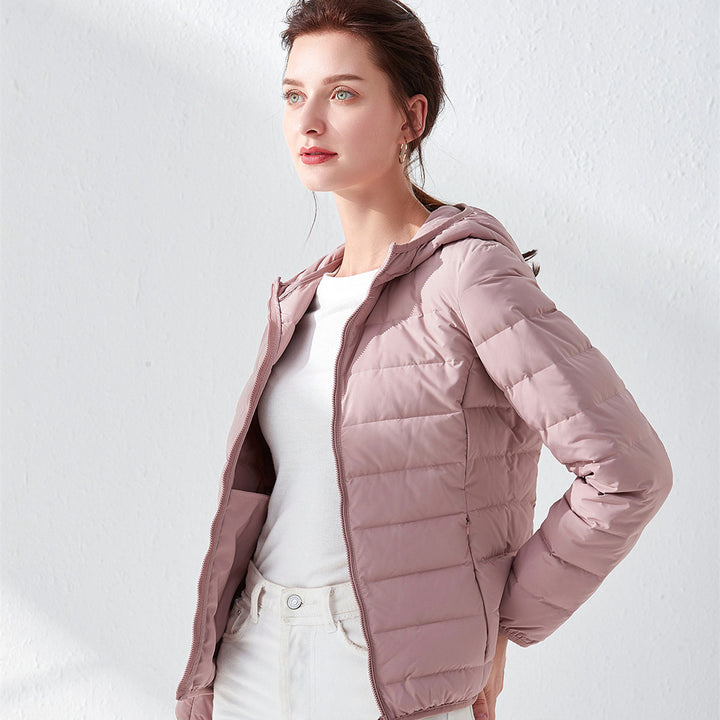 Women's Tailored Ultralight Padded Jacket with Stand-Up Collar and Slim Silhouette Mune Fashion