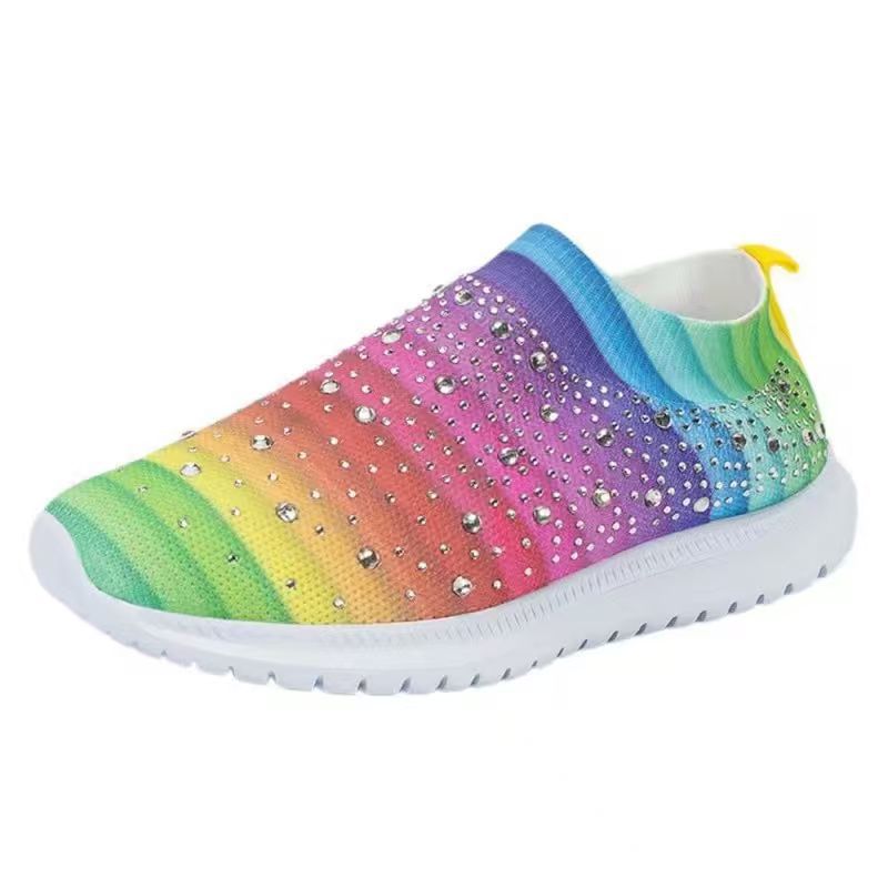 Women’s knitted slipper sneaker with rhinestone embellishment and flexible comfort sole Mune Fashion