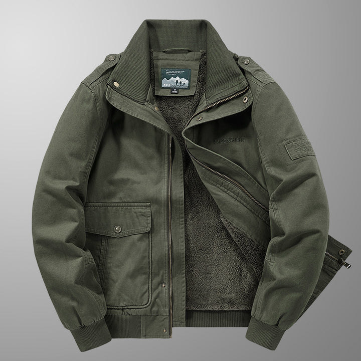 Men's Thermo-Canvas Blouson with full Teddy lining, ribbed collar, and utility patch pockets Mune Fashion