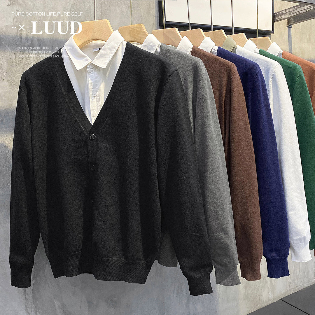 Men's Elegant Knit Jacket with V-Neck and Button Closure Mune Fashion