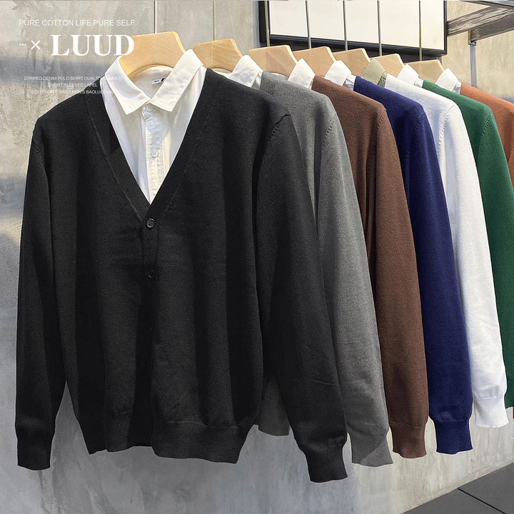 Men's Elegant Knit Jacket with V-Neck and Button Closure Mune Fashion